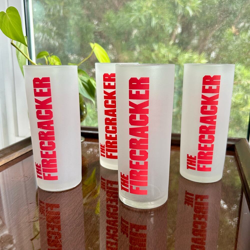Set of 4 Vintage Libbey “The Firecracker” Frosted Glasses 6” Tall Retro Tumblers